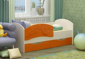 Детская кровать Дельфин-3 МДФ оранжевый (80х160)